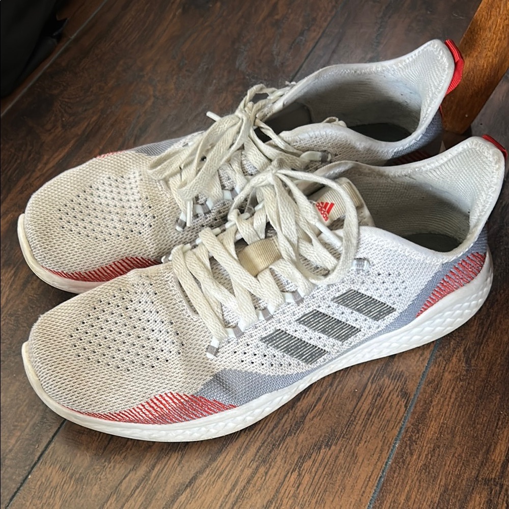Adidas White and Red Athletic Sneakers